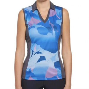 Womens Abstract Gradient Print Block Golf Polo